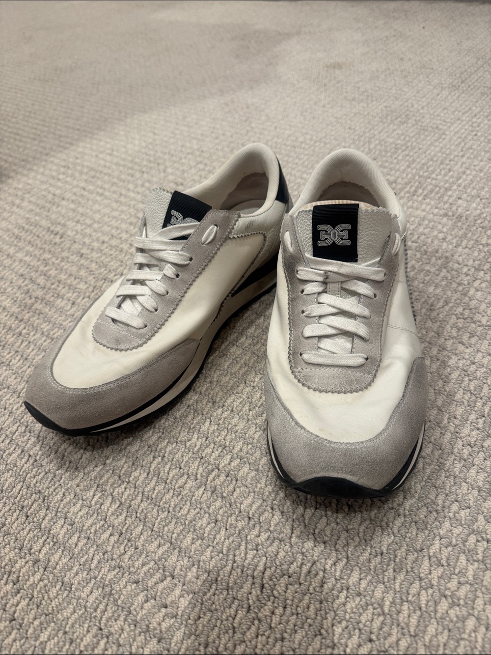 Sam Edelman Men's White and Light Gray Lace-Up Sneakers